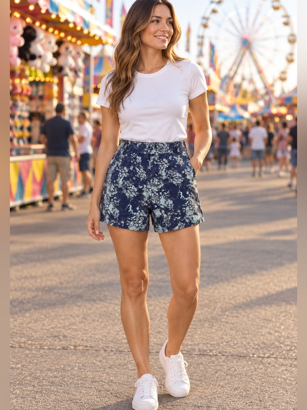 Calvin Klein Jeans Women’s Size 4 Blue Floral Cotton Stretch Shorts